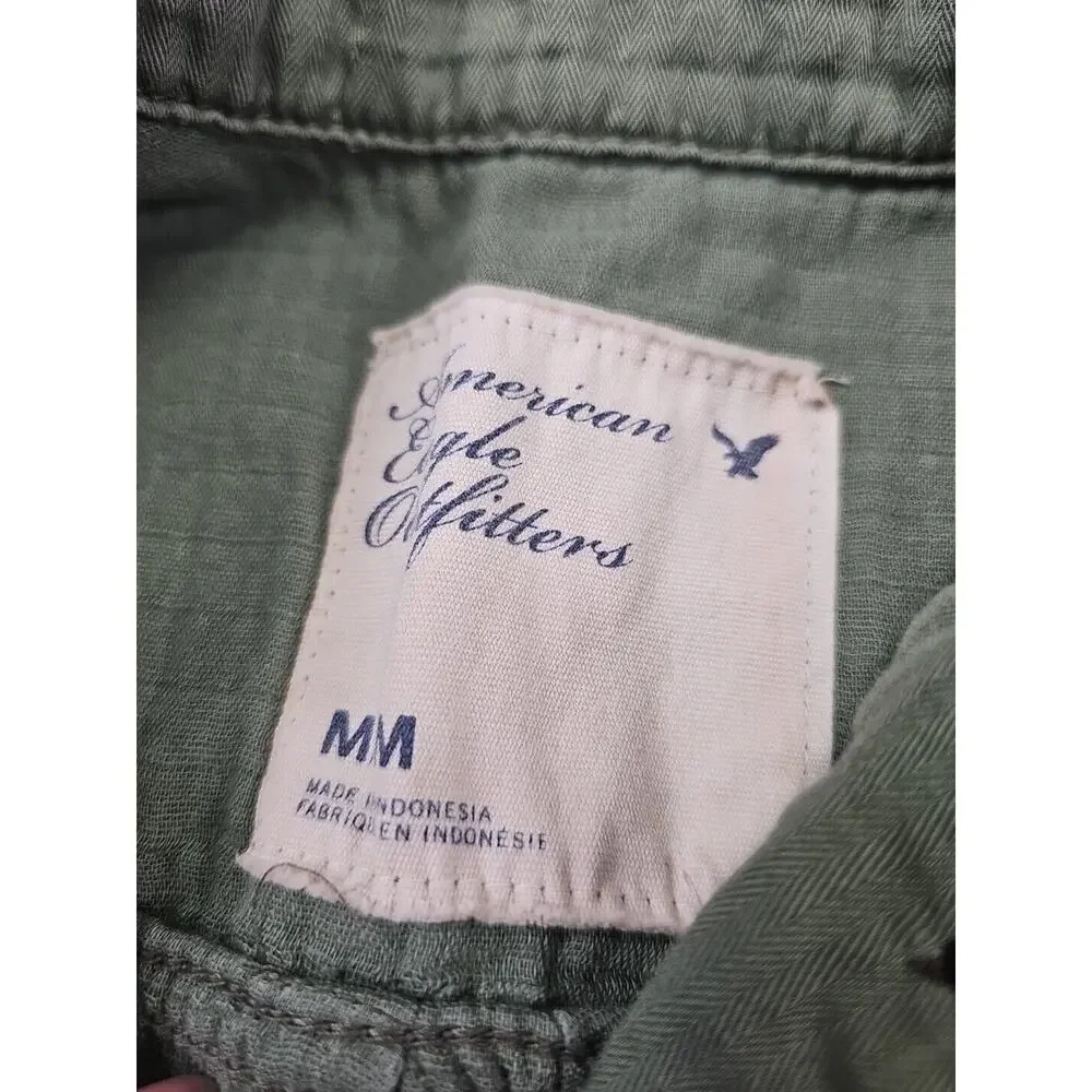 American Eagle Shirt Womens Medium Green Button Front Outdoor Hiking Gorpcore - Picture 4 of 7
